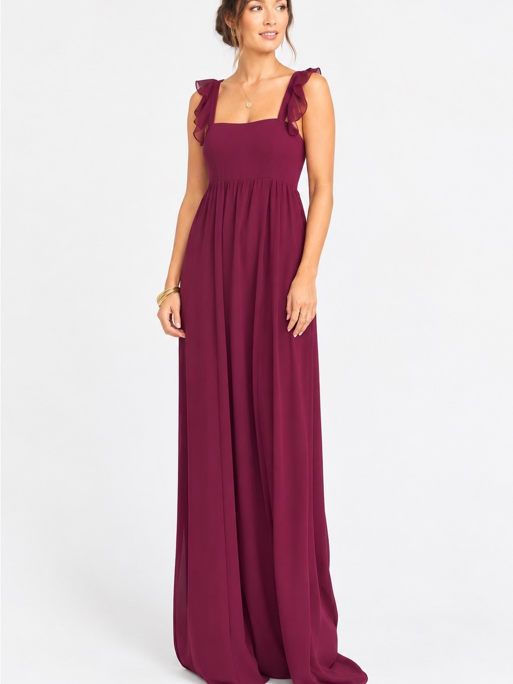 NWT Show Me Your Mumu June Maxi Dress Merlot Chiffon Bridesmaid NWT Size S